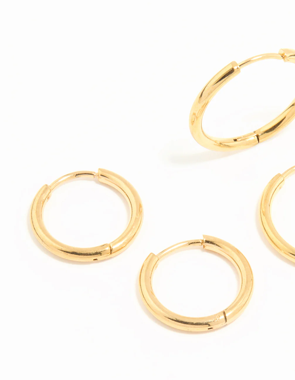 Waterproof Gold Plated Stainless Steel Thin Hoop Earrings 3-Pack - Image 2