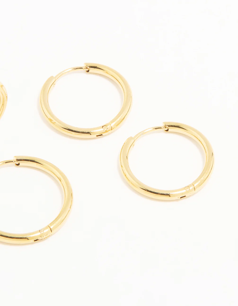 Waterproof Gold Plated Stainless Steel Thin Hoop Earrings 3-Pack - Image 3