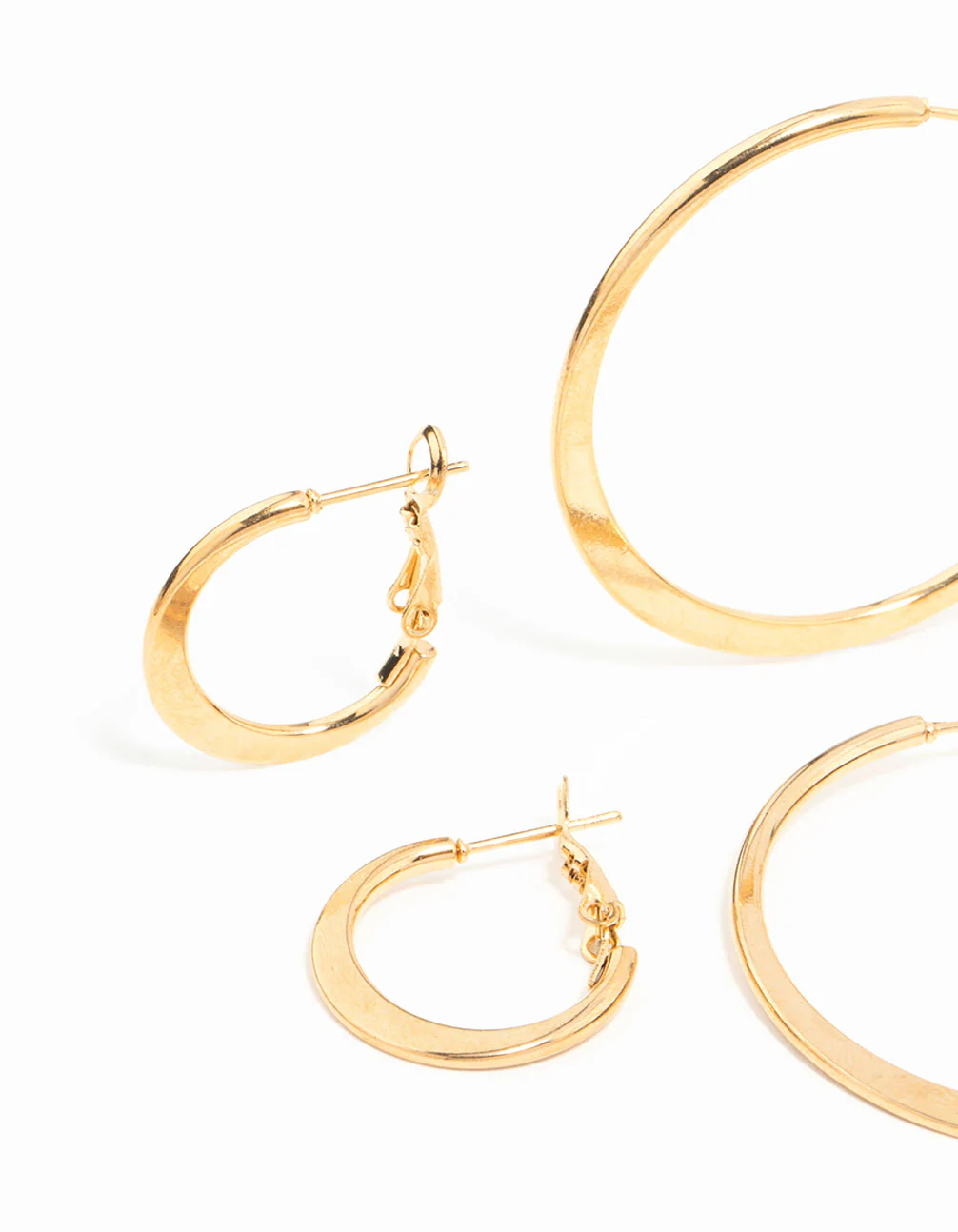 Waterproof Gold Plated Stainless Steel Thin Hoop Earrings 3-Pack - Image 2