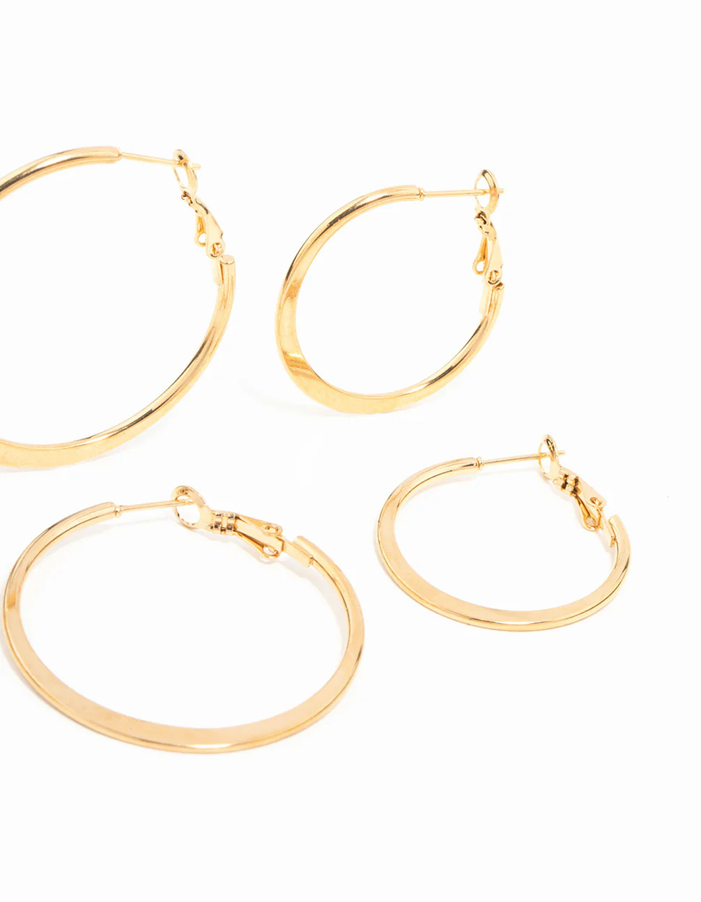 Waterproof Gold Plated Stainless Steel Thin Hoop Earrings 3-Pack - Image 3