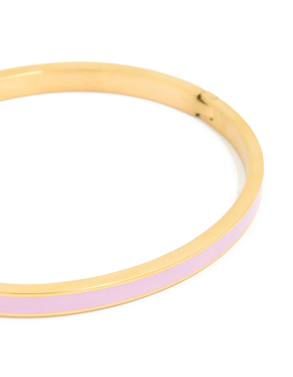 Waterproof Gold Plated Stainless Steel Thin Lilac Enamel Hinged Bangle - Image 4