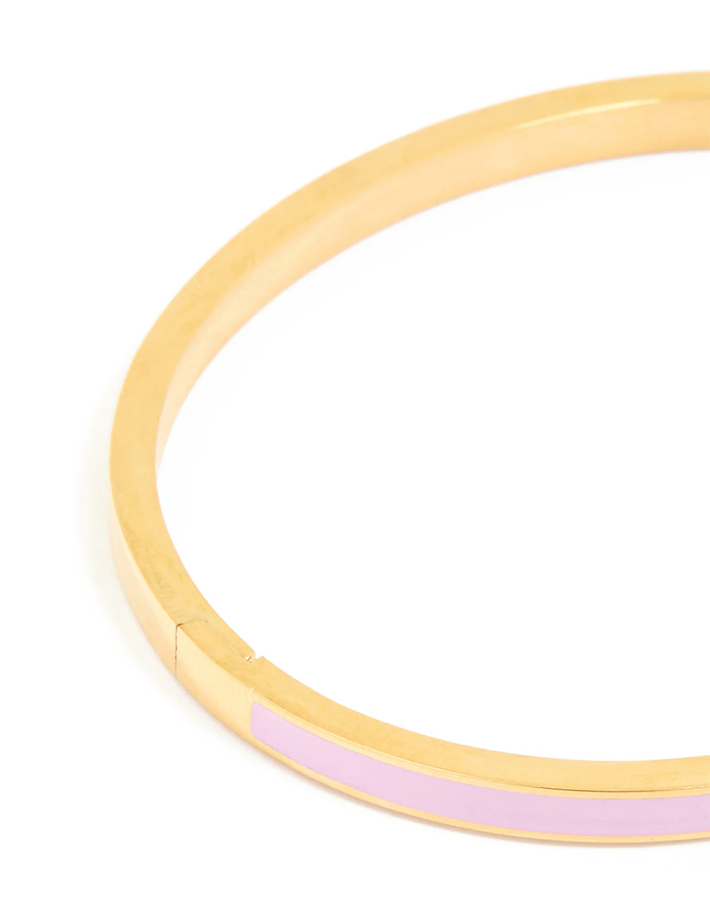 Waterproof Gold Plated Stainless Steel Thin Lilac Enamel Hinged Bangle - Image 5