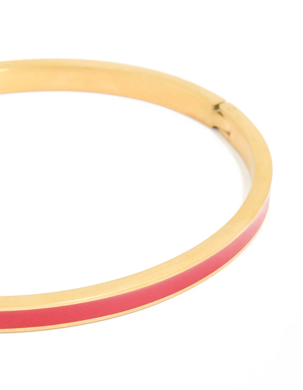 Waterproof Gold Plated Stainless Steel Thin Red Enamel Hinged Bangle - Image 4