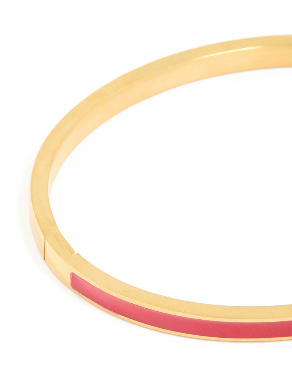 Waterproof Gold Plated Stainless Steel Thin Red Enamel Hinged Bangle - Image 5