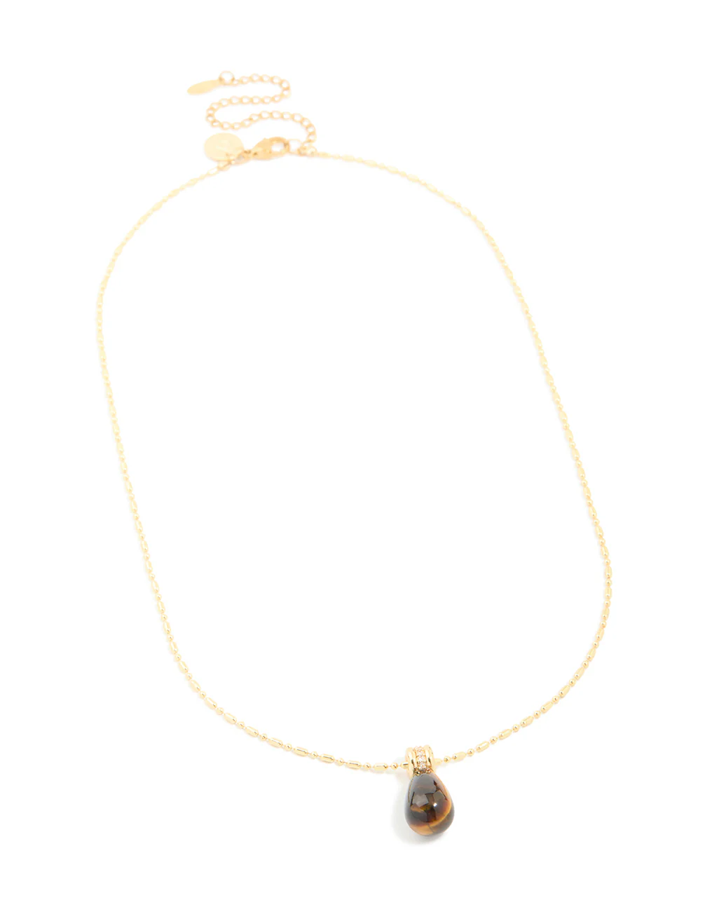 Waterproof Gold Plated Stainless Steel Tiger Eyes Semi Precious Stone Pendant Necklace - Image 4