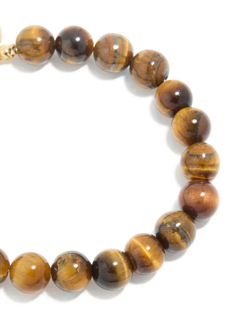 Waterproof Gold Plated Stainless Steel Tigers Eye Semi Precious Stone Beaded Bracelet - Image 4