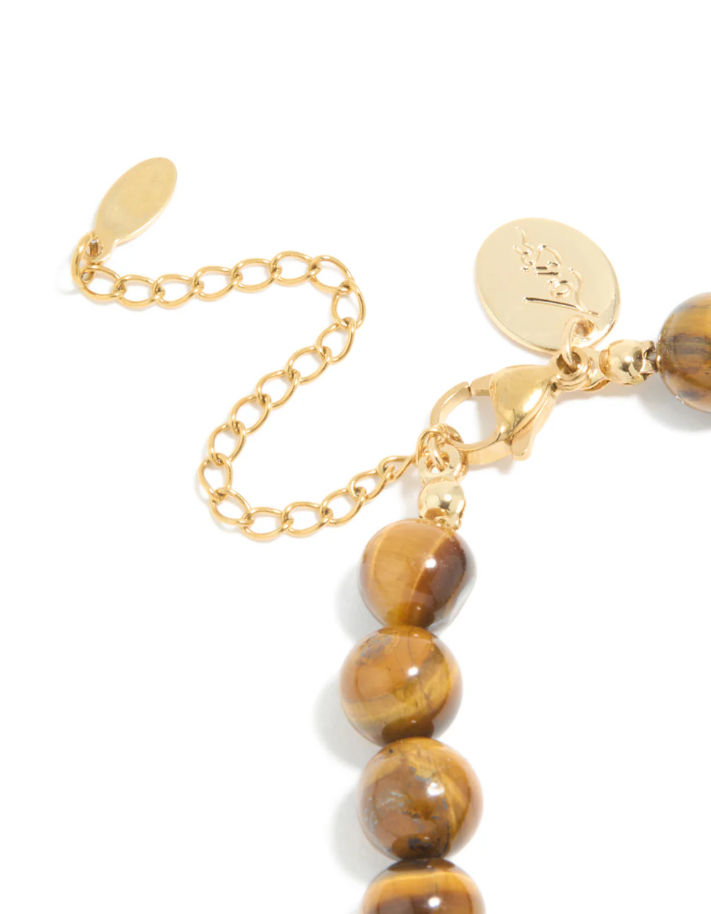 Waterproof Gold Plated Stainless Steel Tigers Eye Semi Precious Stone Beaded Bracelet - Image 5
