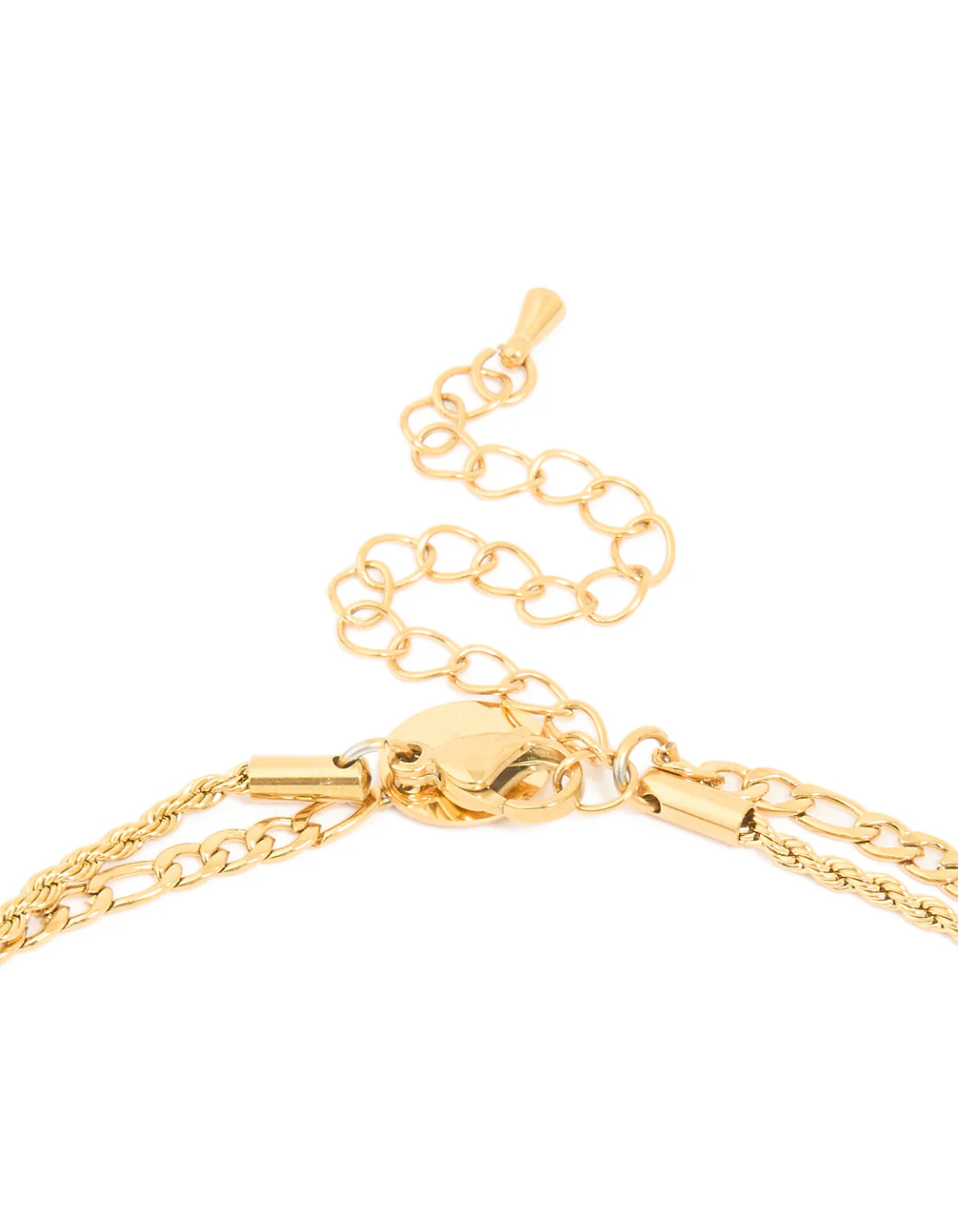 Waterproof Gold Plated Stainless Steel Tigers Eye Semi Precious Stone Cross Chain Layered Necklace - Image 3