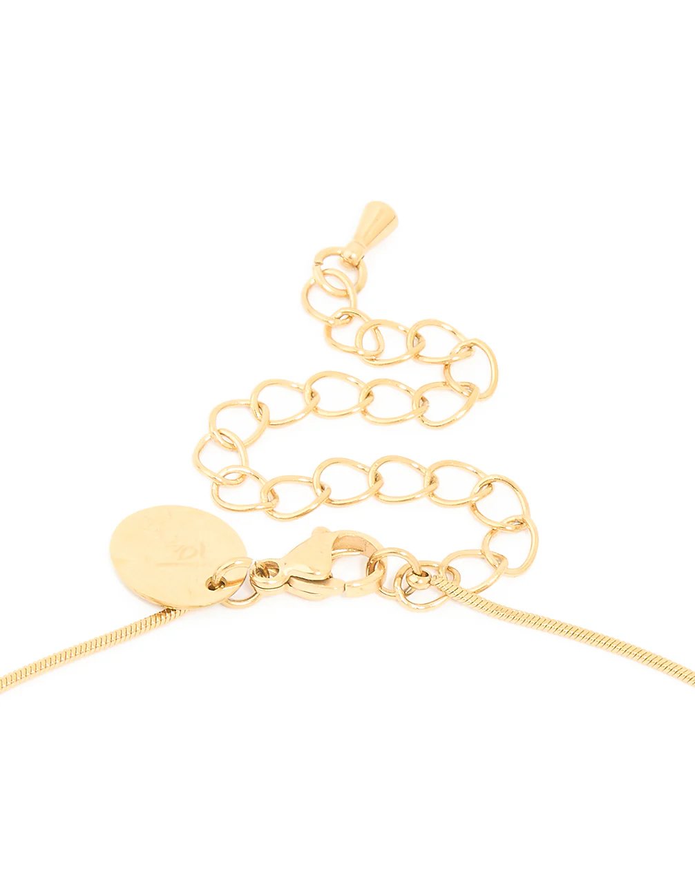 Waterproof Gold Plated Stainless Steel Tigers Eye Semi Precious Stone Disc Necklace - Image 5