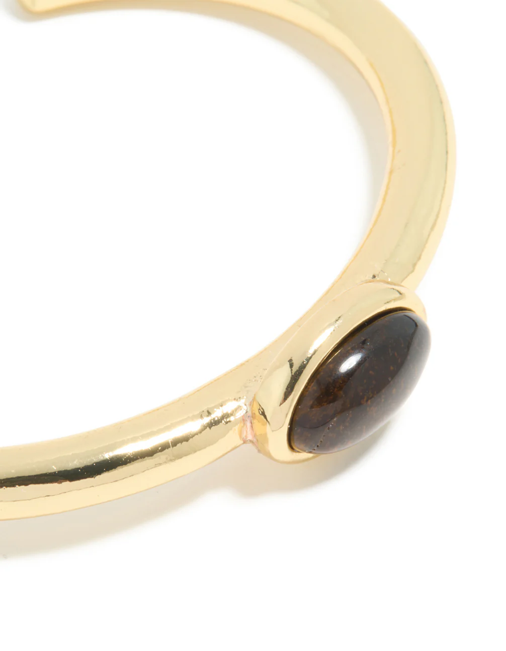 Waterproof Gold Plated Stainless Steel Tigers Eye Semi Precious Stone Open Wrist Cuff - Image 4