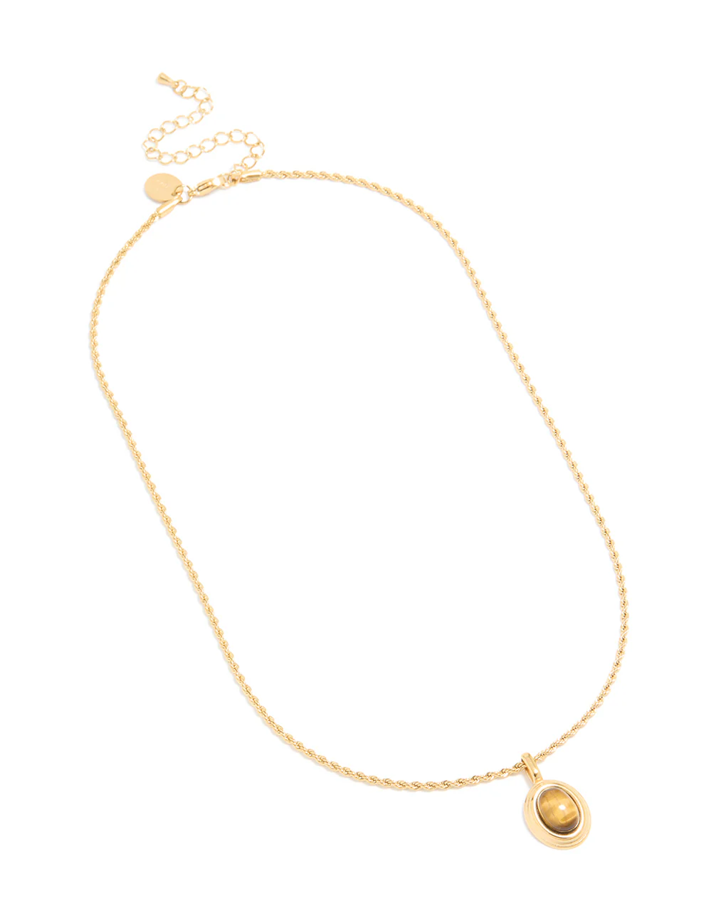 Waterproof Gold Plated Stainless Steel Tiger's Eye semi Precious Stone Pendant Necklace - Image 4