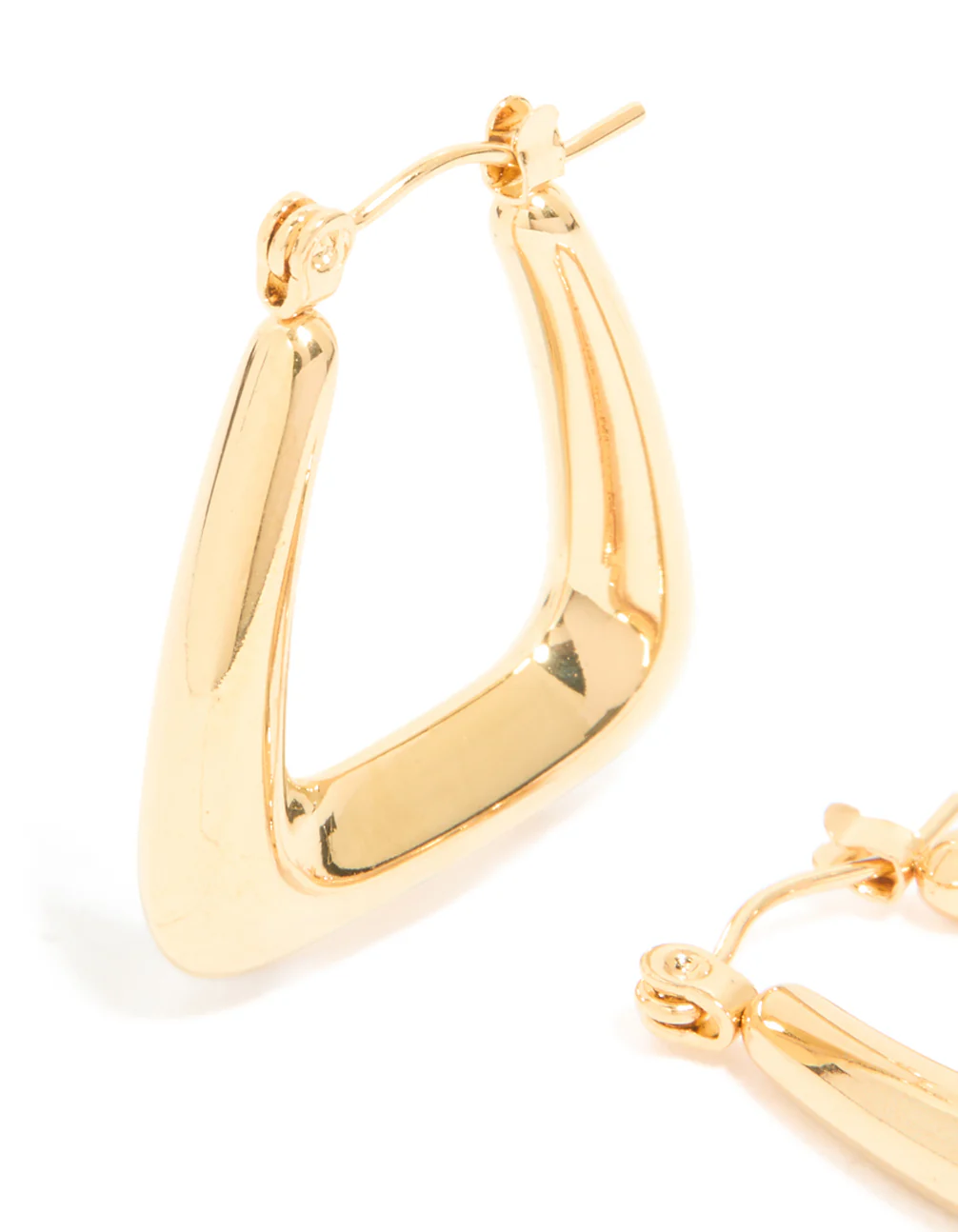 Waterproof Gold Plated Stainless Steel Trapeze Hoop Earrings - Image 2
