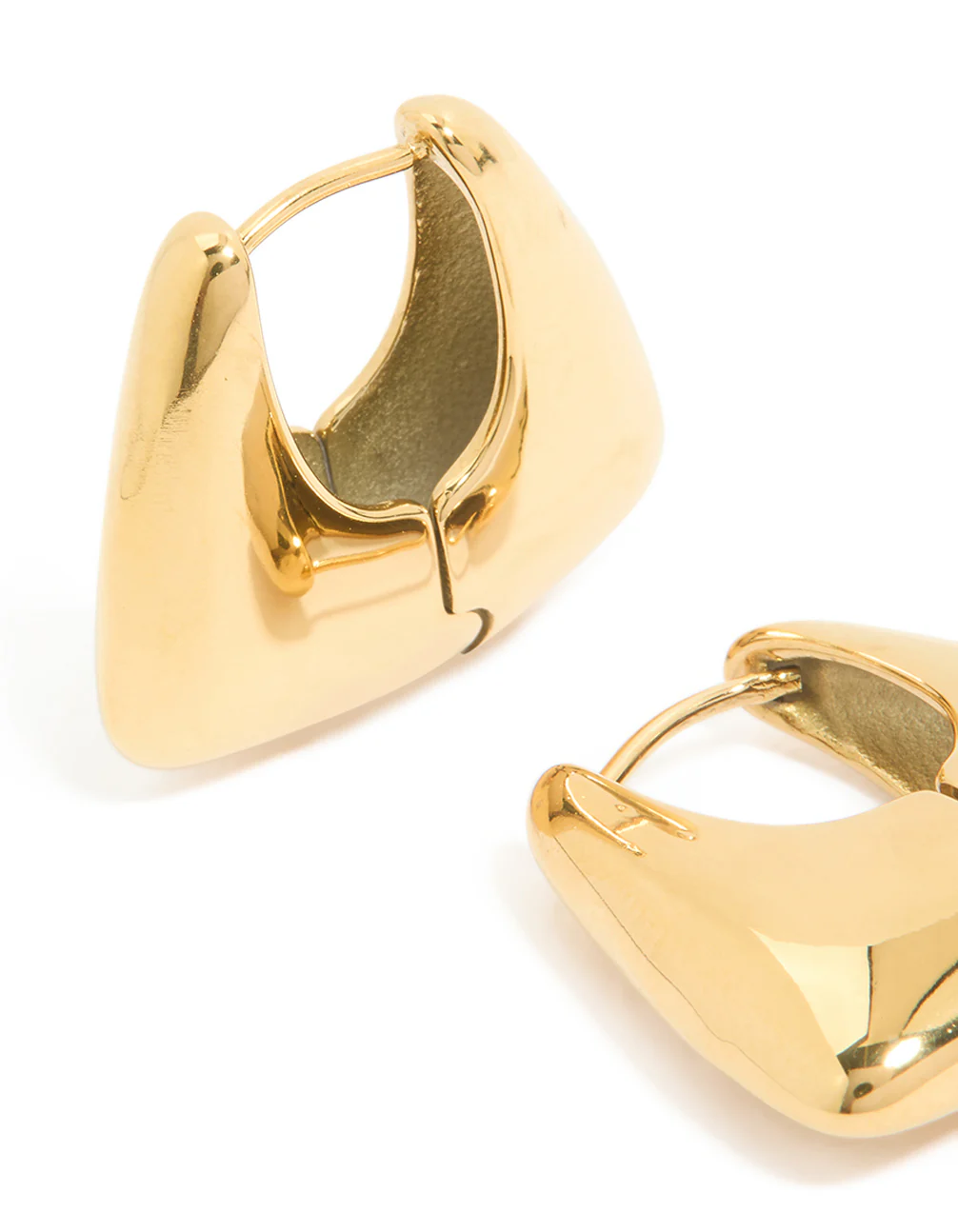 Waterproof Gold Plated Stainless Steel Trapezoid Hinged Hoop Earrings - Image 4
