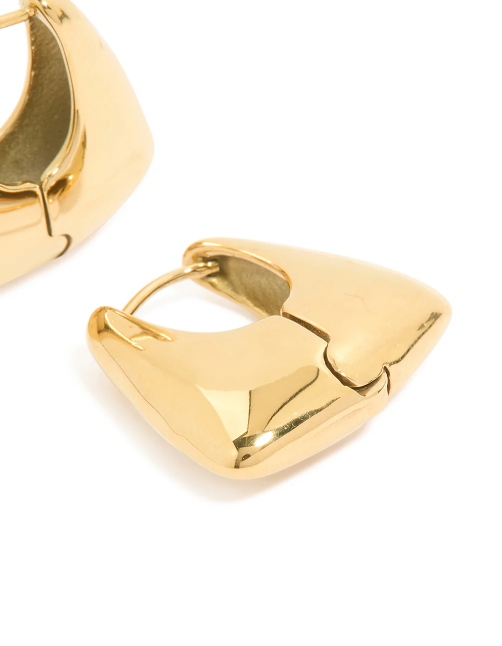 Waterproof Gold Plated Stainless Steel Trapezoid Hinged Hoop Earrings - Image 5