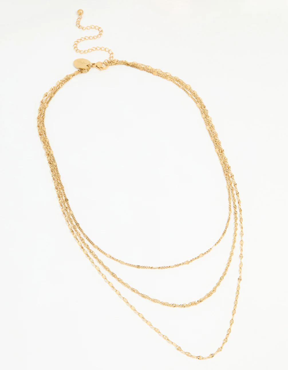 Waterproof Gold Plated Stainless Steel Triple Chain Layered Necklace - Image 2