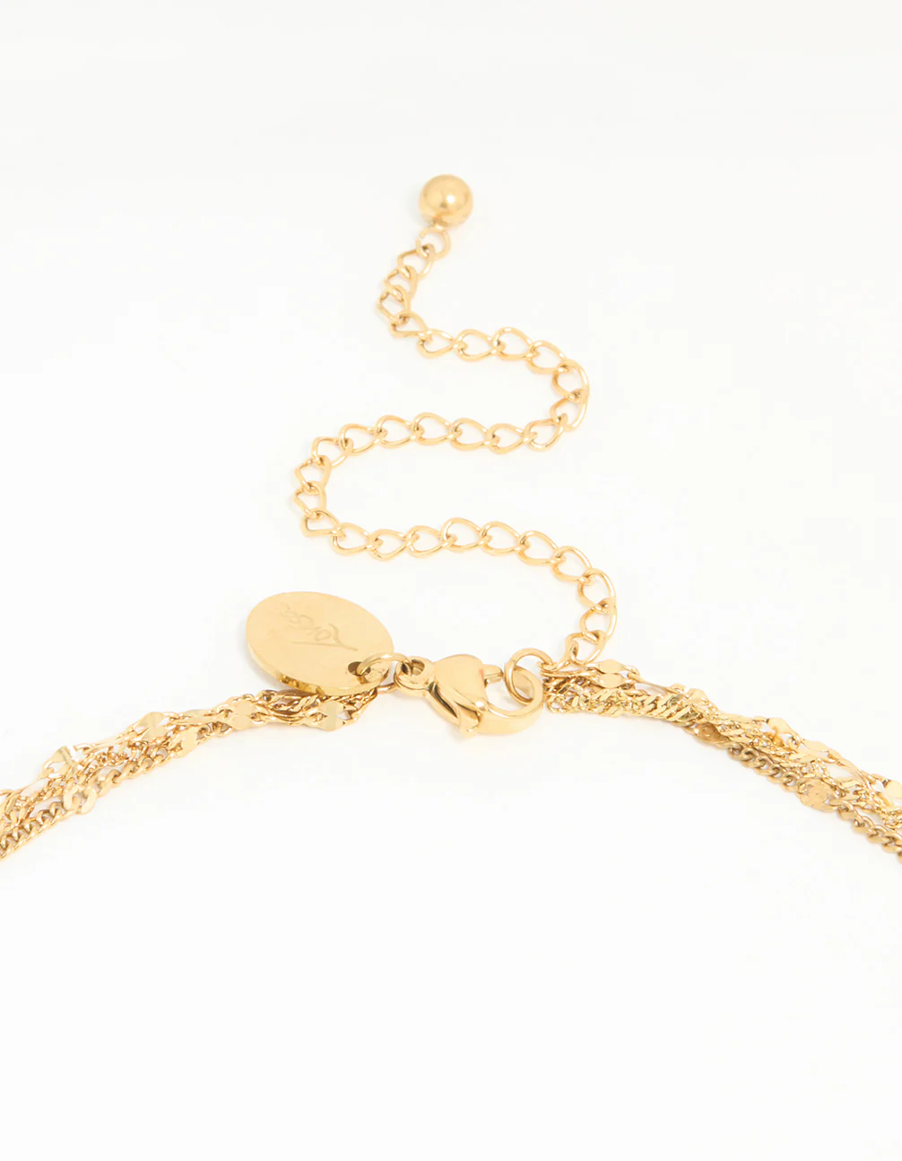 Waterproof Gold Plated Stainless Steel Triple Chain Layered Necklace - Image 3