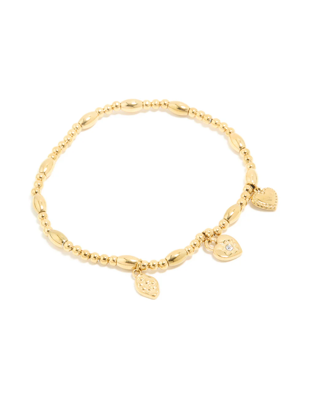 Waterproof Gold Plated Stainless Steel Triple Heart Stretch Bracelet - Image 2