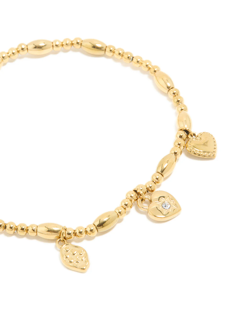 Waterproof Gold Plated Stainless Steel Triple Heart Stretch Bracelet - Image 4