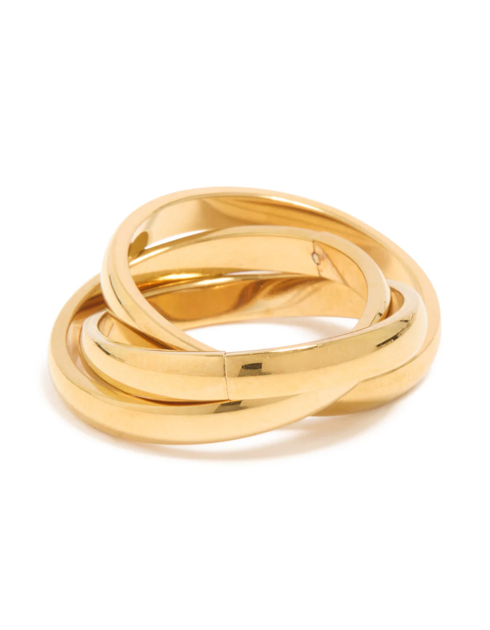 Waterproof Gold Plated Stainless Steel Triple Layered Twist Moving Ring - Image 2