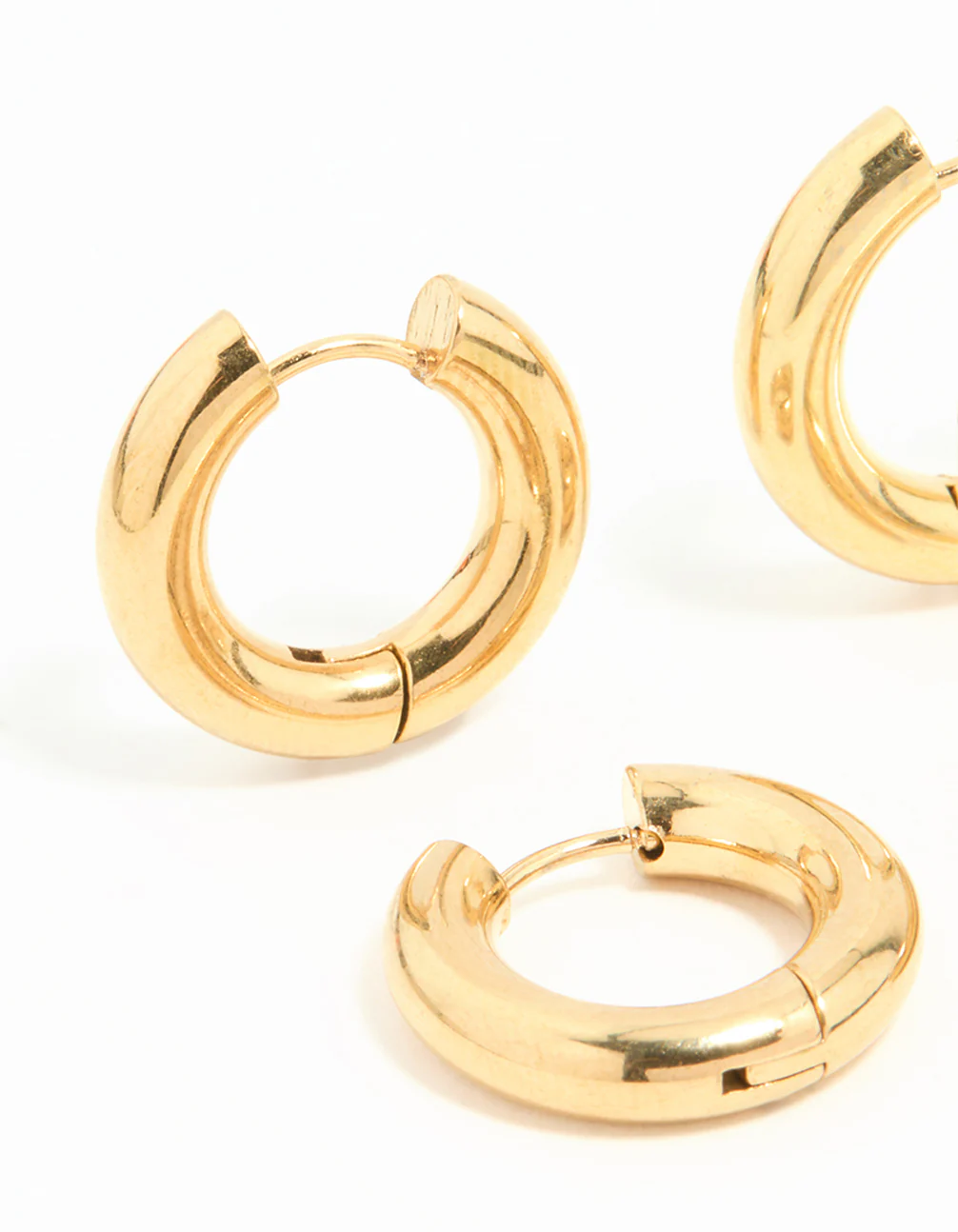 Waterproof Gold Plated Stainless Steel Tube Hoop Earrings 2 Pack - Image 4
