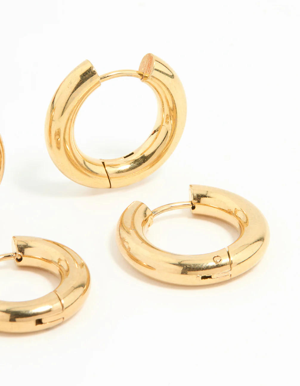Waterproof Gold Plated Stainless Steel Tube Hoop Earrings 2 Pack - Image 5