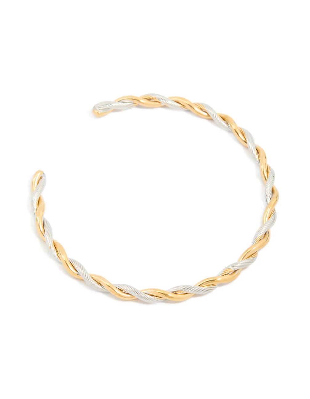 Waterproof Gold Plated Stainless Steel Twist Detail Open Wrist Cuff - Image 2
