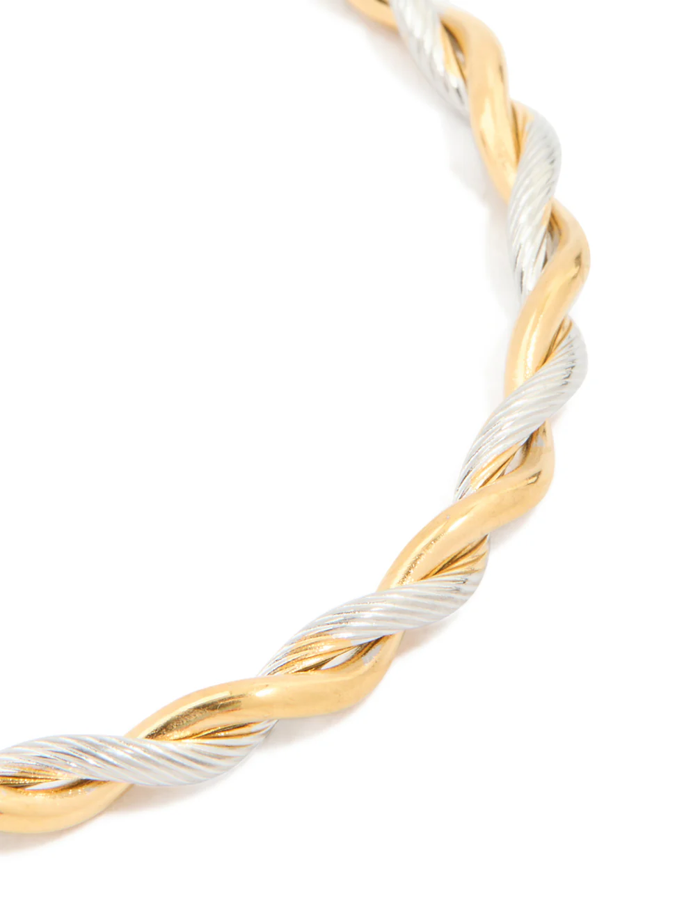 Waterproof Gold Plated Stainless Steel Twist Detail Open Wrist Cuff - Image 4