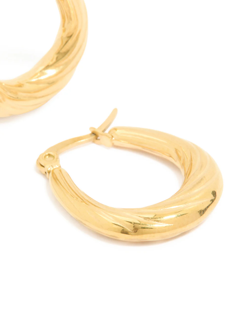 Waterproof Gold Plated Stainless Steel Twisted Hoop Earrings - Image 3