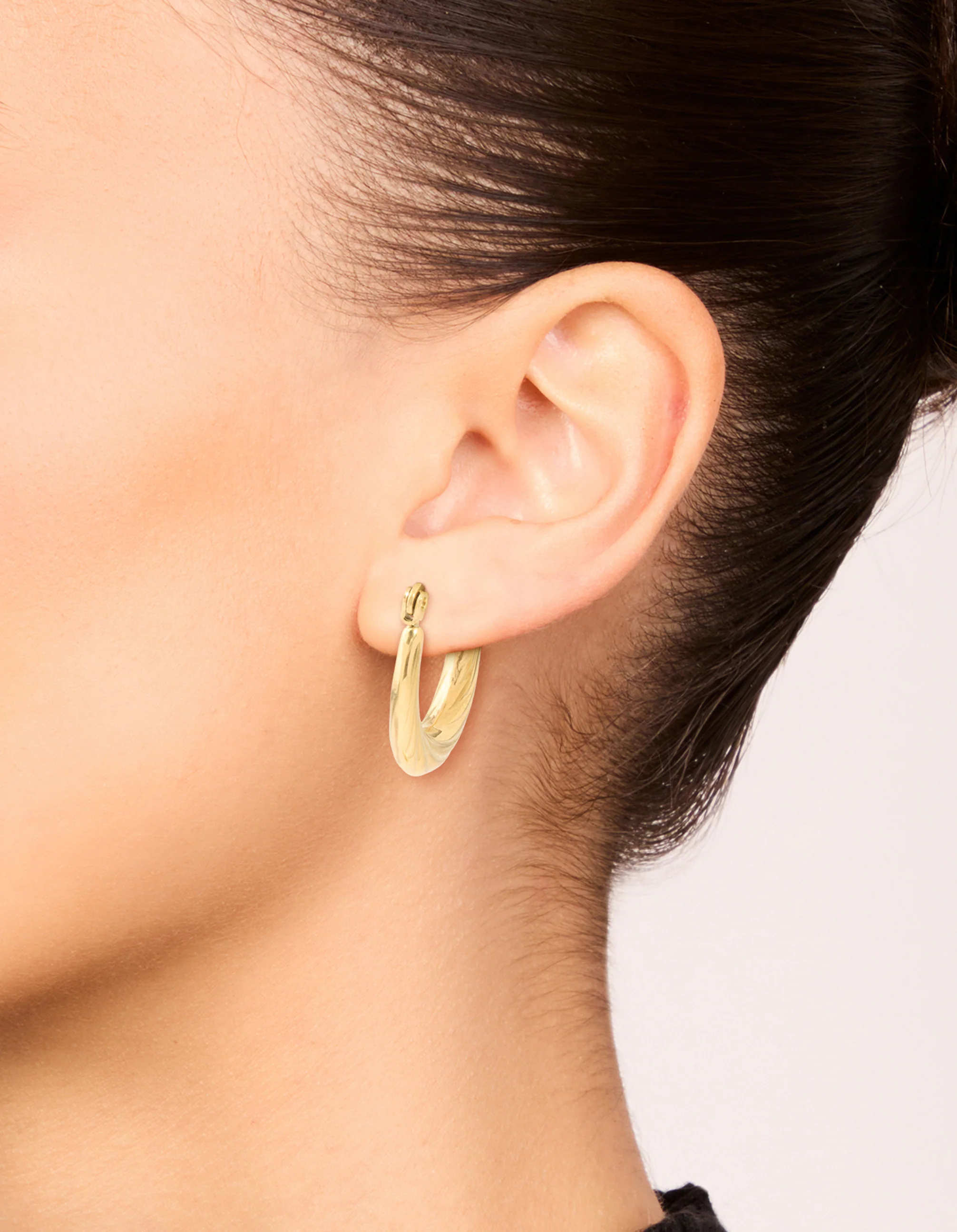Waterproof Gold Plated Stainless Steel Twisted Hoop Earrings - Image 4