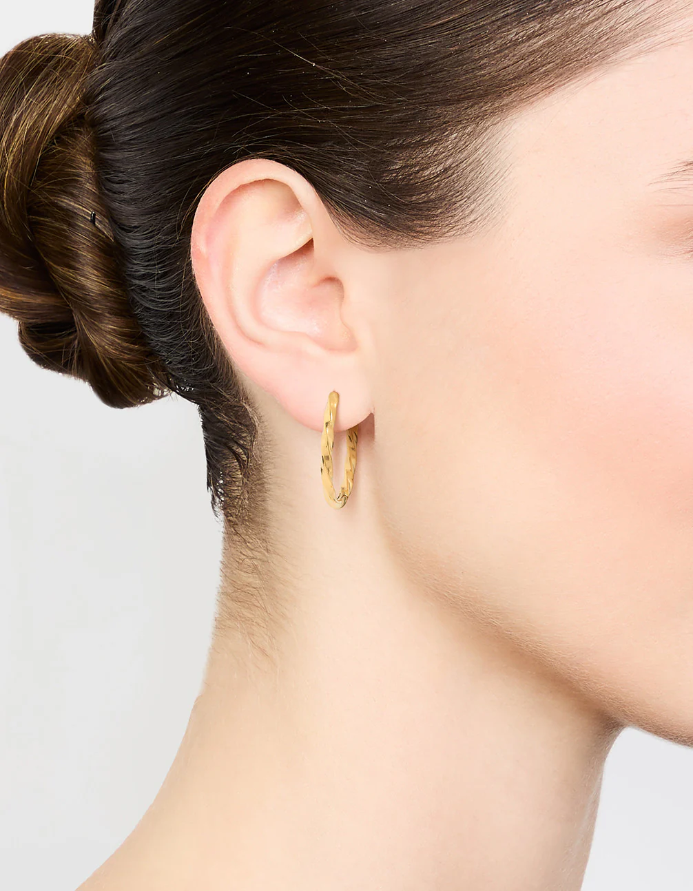 Waterproof Gold Plated Stainless Steel Twisted Hoop Earrings - Image 2
