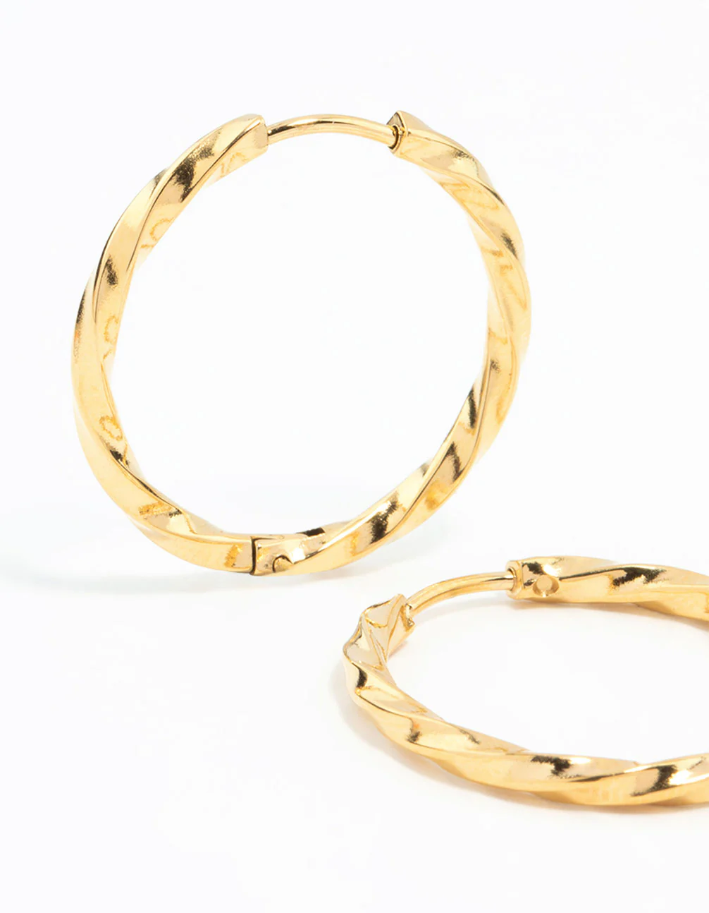 Waterproof Gold Plated Stainless Steel Twisted Hoop Earrings - Image 4