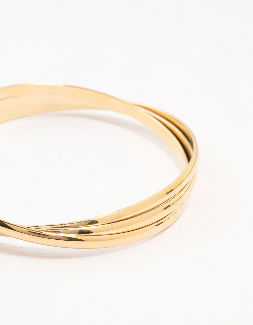 Waterproof Gold Plated Stainless Steel Twisted Ribbed Wrist Cuff - Image 2