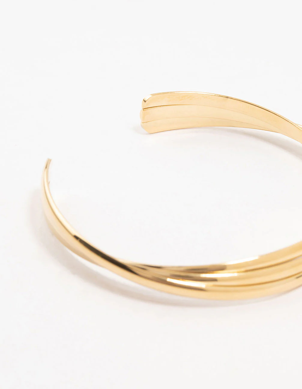 Waterproof Gold Plated Stainless Steel Twisted Ribbed Wrist Cuff - Image 3