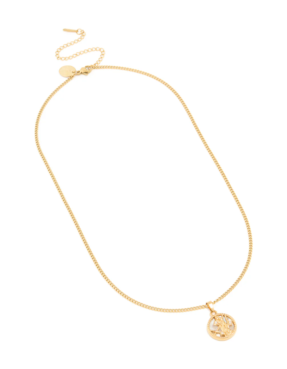 Waterproof Gold Plated Stainless Steel Virgo Circle Zodiac Sign Necklace - Image 2