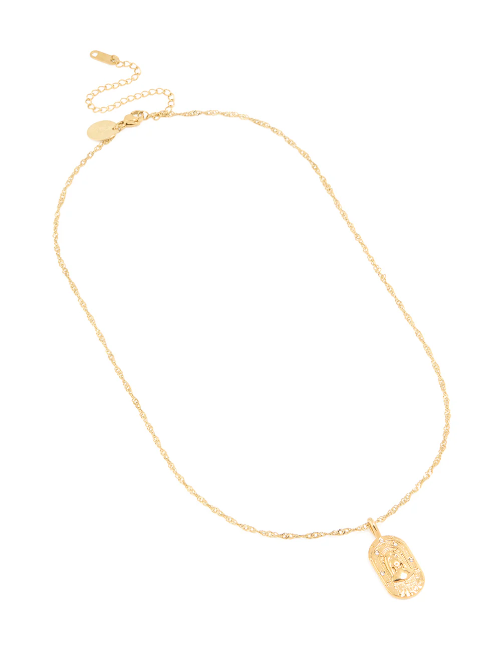 Waterproof Gold Plated Stainless Steel Virgo Tab Necklace - Image 2
