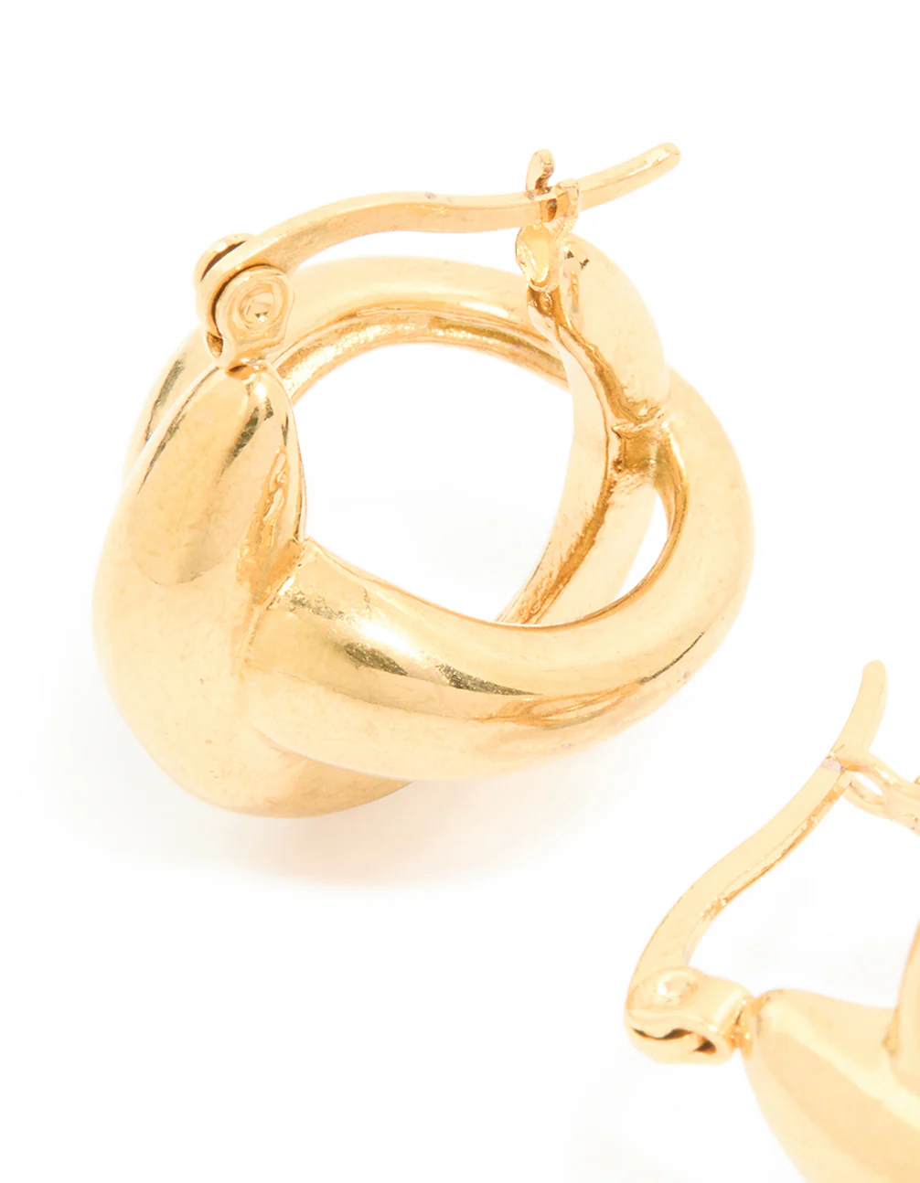 Waterproof Gold Plated Stainless Steel Wavy Hoop Earrings - Image 4