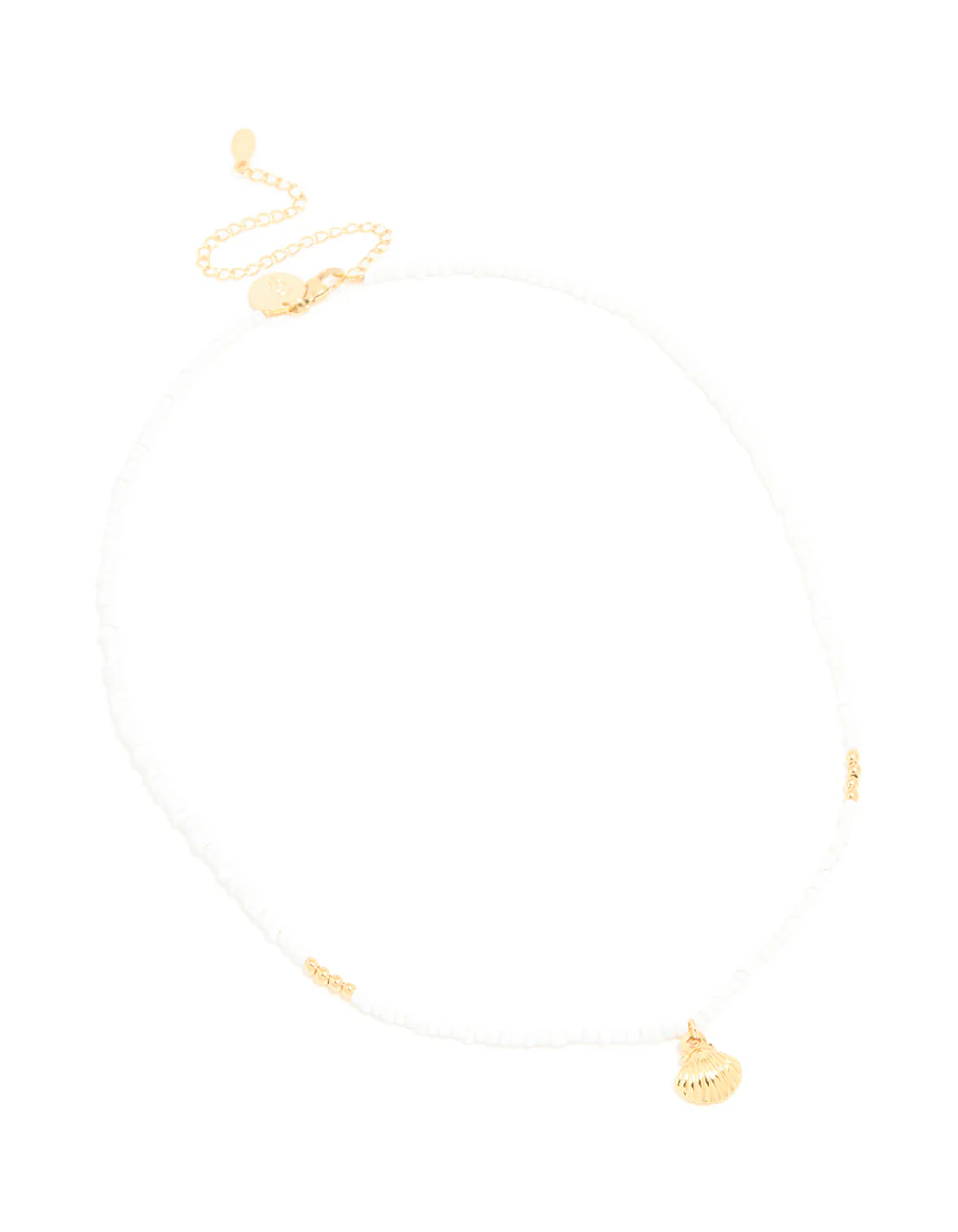 Waterproof Gold Plated Stainless Steel & White Beaded Shell Pendant Necklace - Image 4