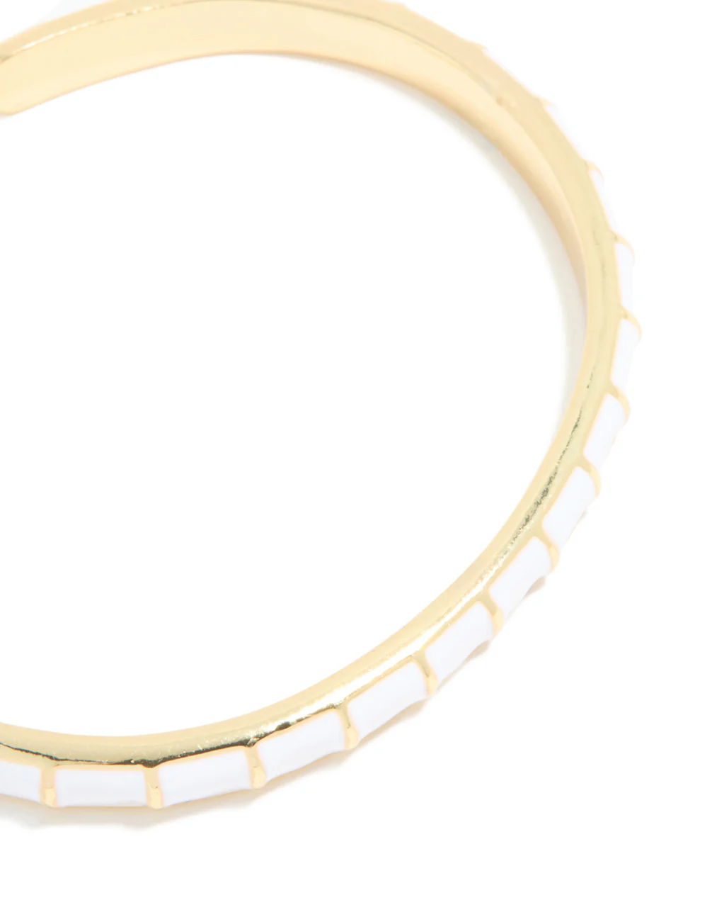 Waterproof Gold Plated Stainless Steel White Enamel Bamboo Wrist Cuff - Image 4