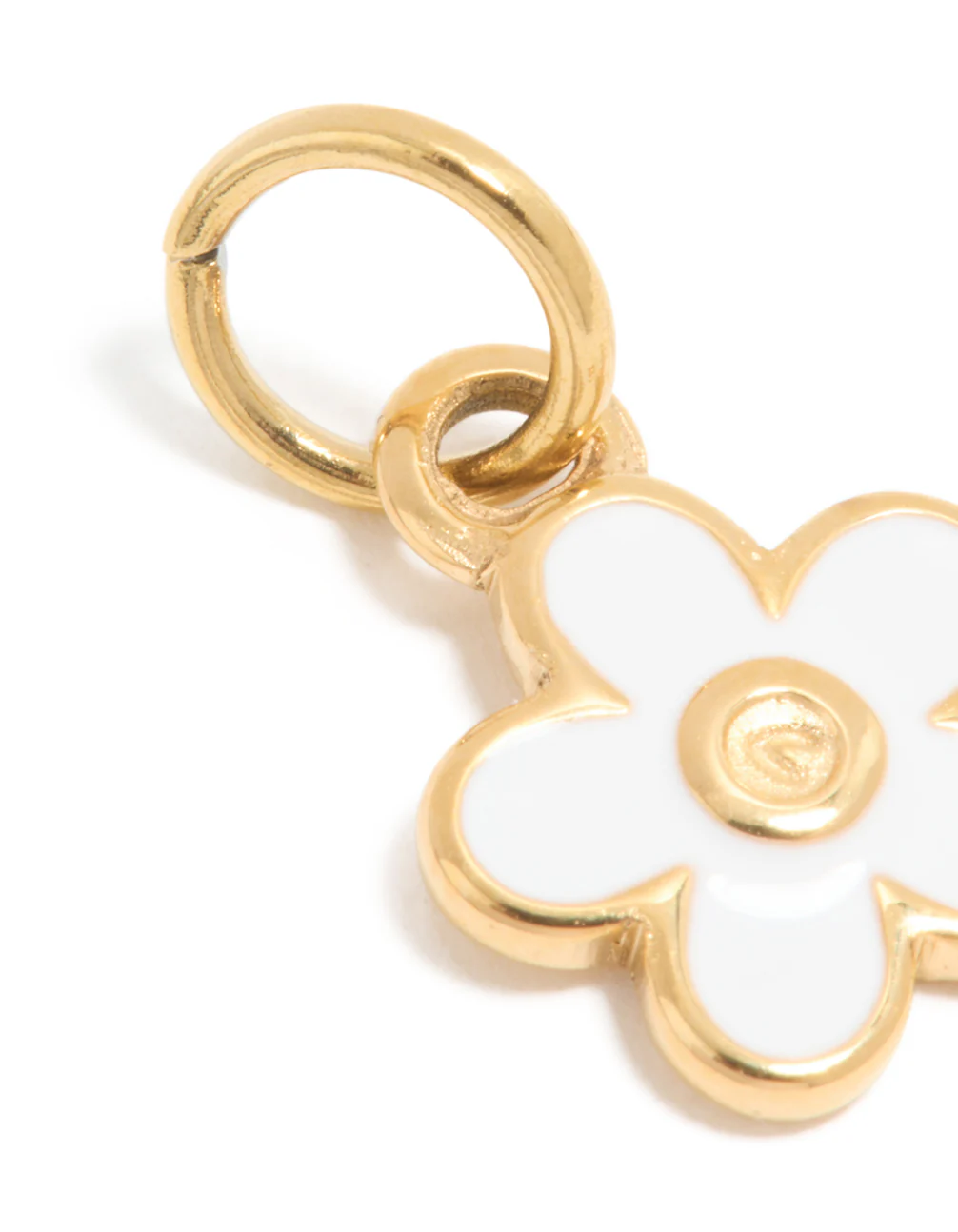 Waterproof Gold Plated Stainless Steel White Enamel Daisy Charm - Image 2