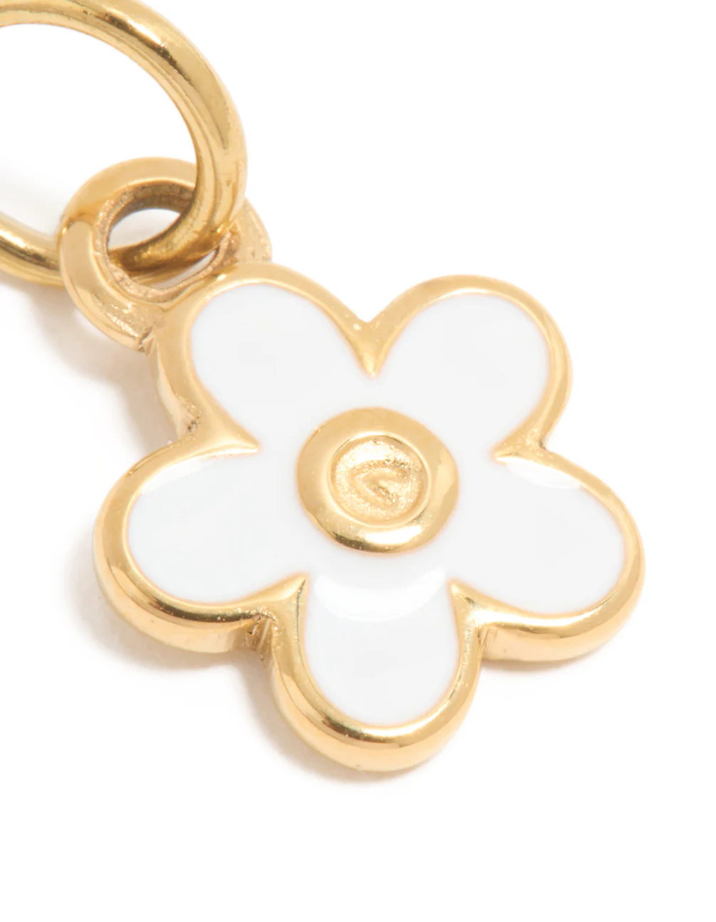 Waterproof Gold Plated Stainless Steel White Enamel Daisy Charm - Image 3