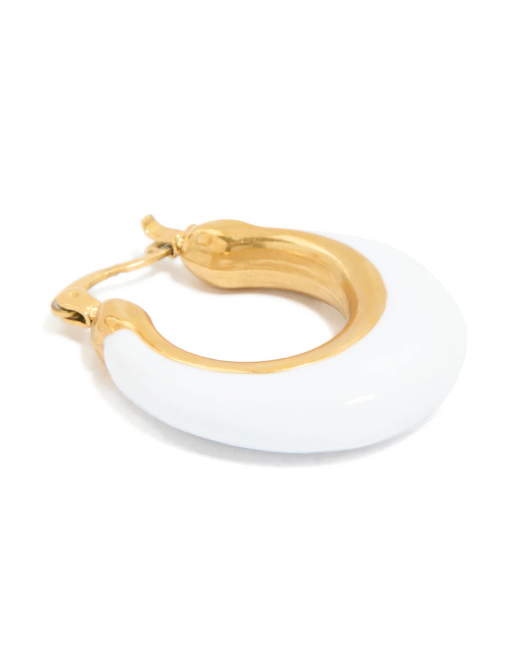 Waterproof Gold Plated Stainless Steel White Enamel Long Hoop Earrings - Image 5