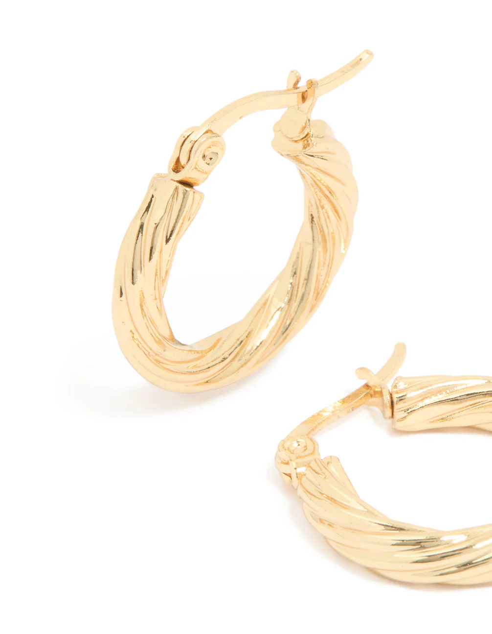 Waterproof Gold Plated Stainless SteelSmall Twisted Hoop Earrings - Image 2