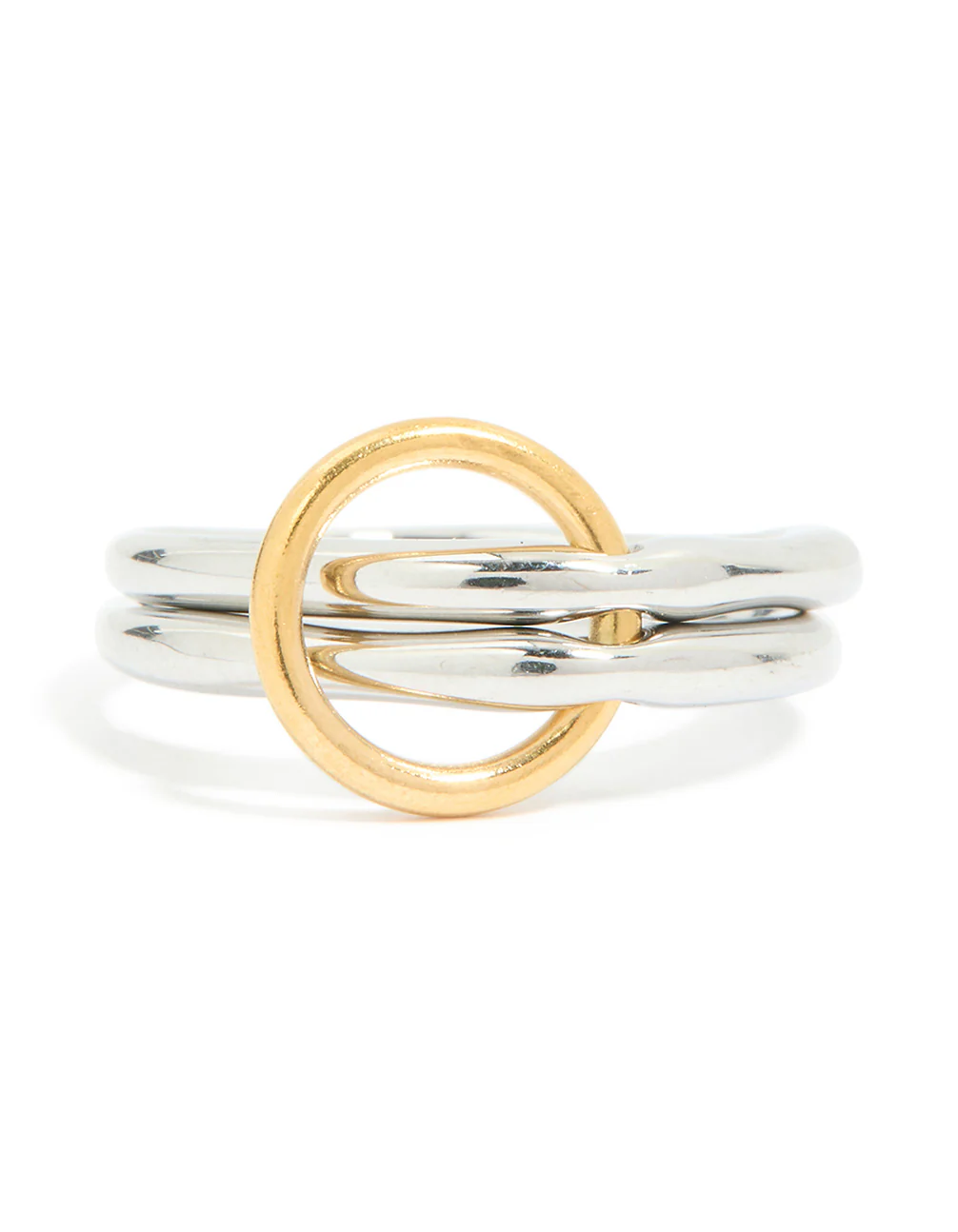Waterproof Mixed Metal Plated Stainless Steel Fine Rondell Stacked Link Ring - Image 3