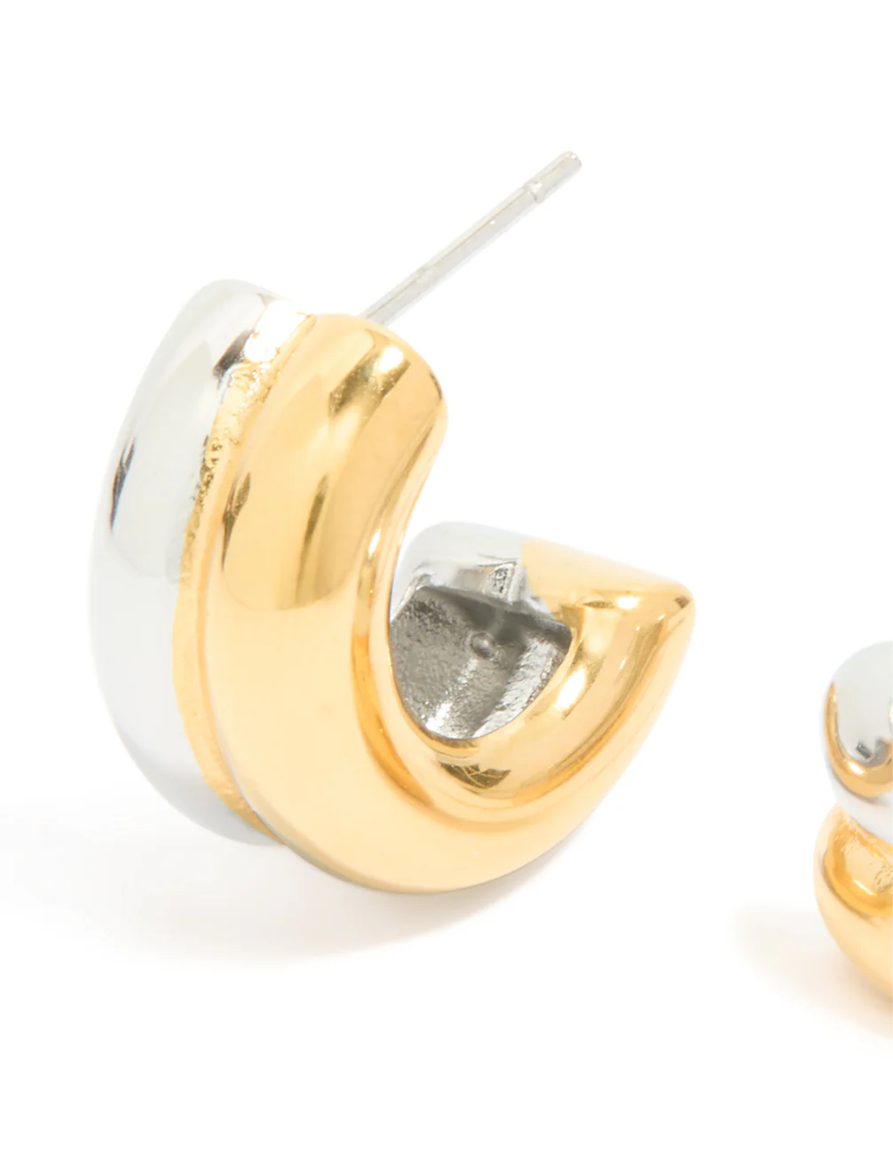 Waterproof Mixed Metal Plated Stainless Steel Layered Huggie Earrings - Image 4