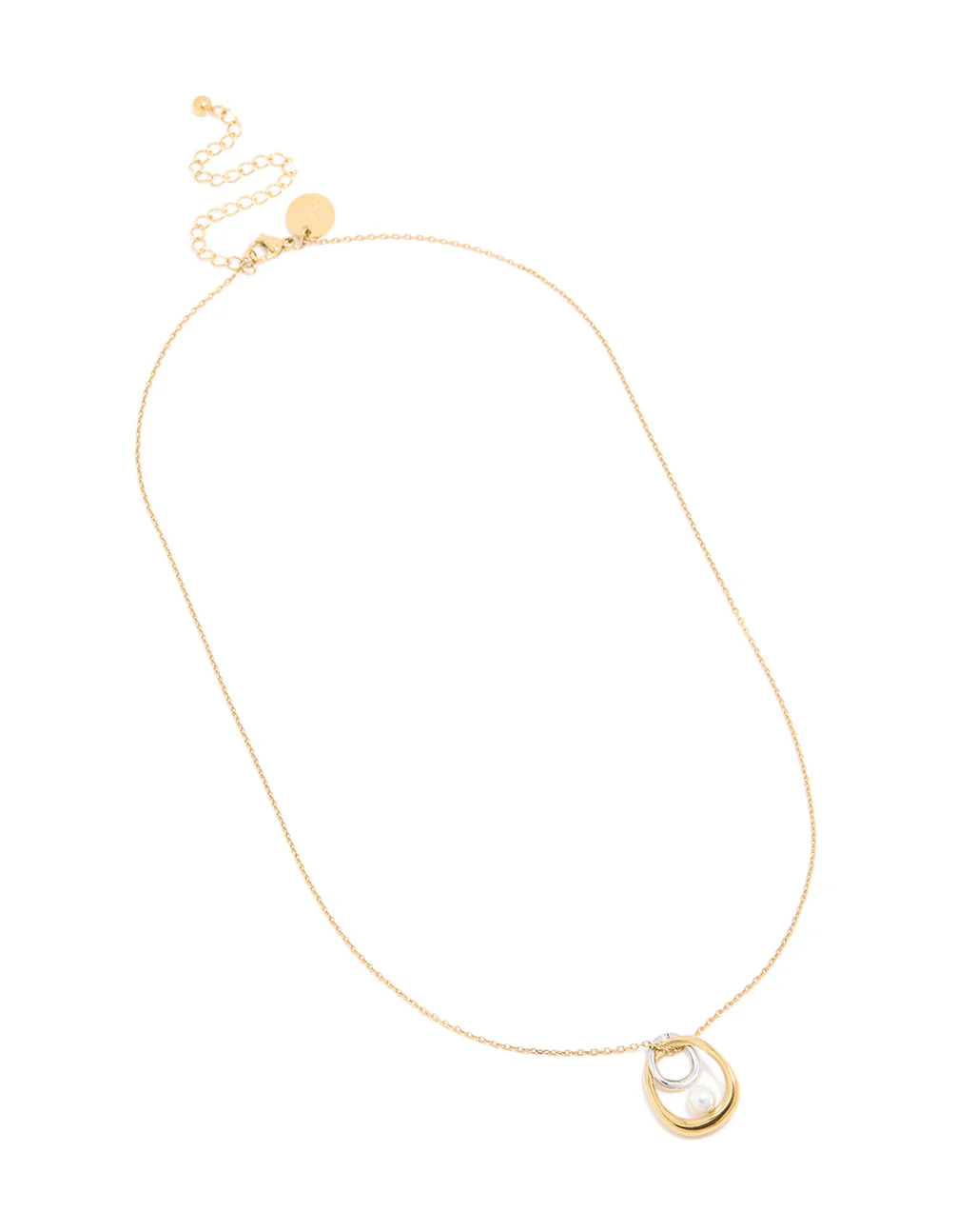 Waterproof Mixed Metal Plated Stainless Steel Open Pearl Pendant Necklace - Image 4