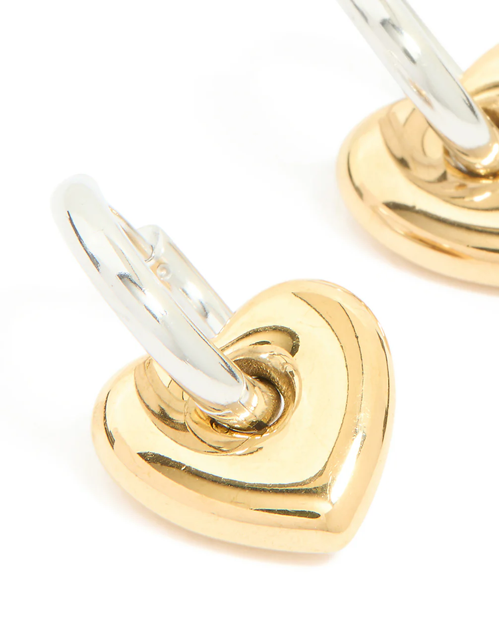 Waterproof Mixed Metal Plated Stainless Steel Small Heart Huggie Earrings - Image 4