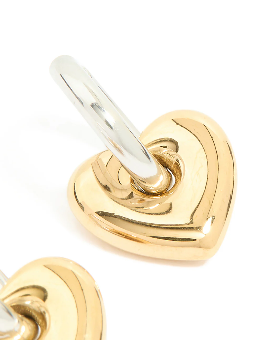 Waterproof Mixed Metal Plated Stainless Steel Small Heart Huggie Earrings - Image 5
