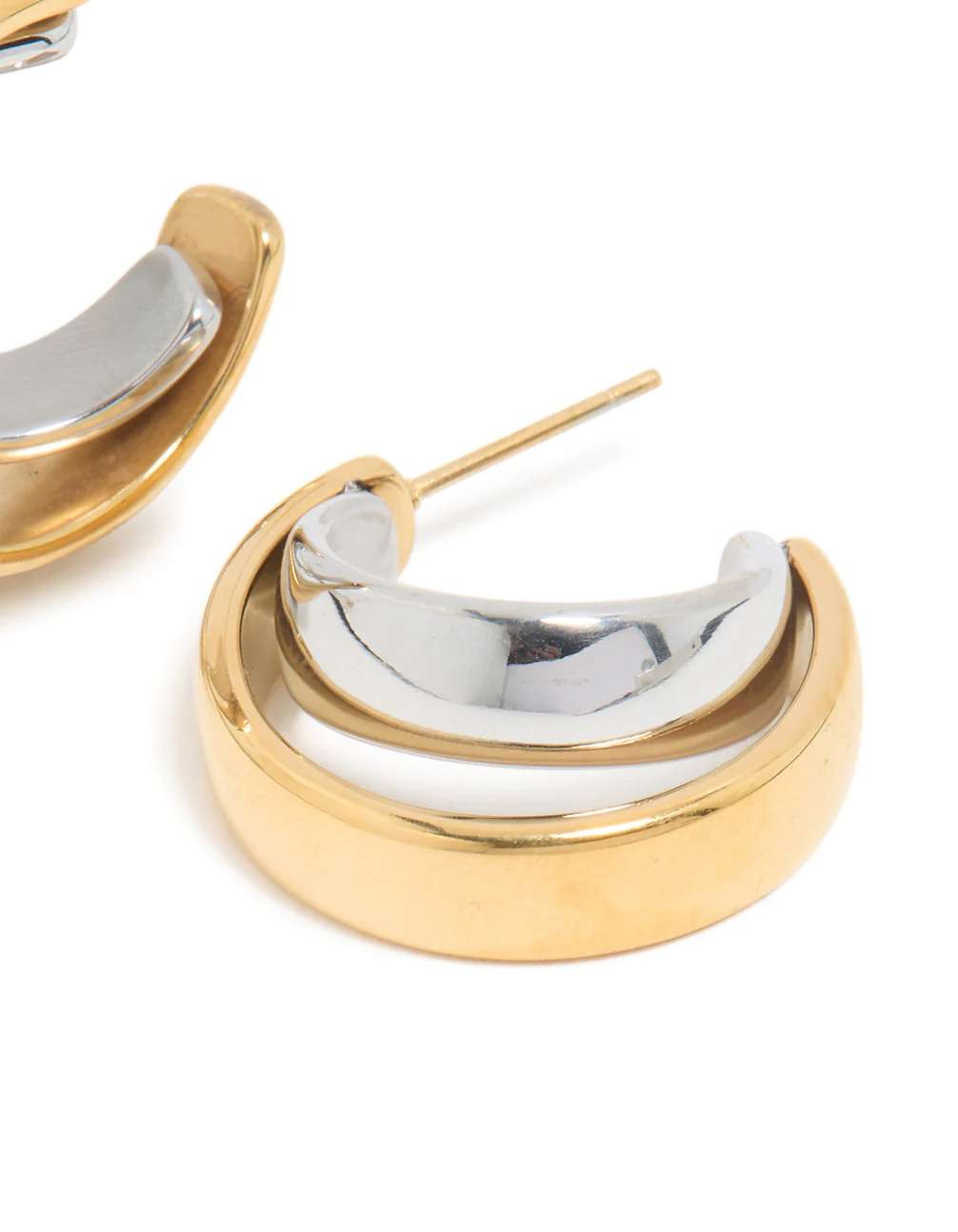 Waterproof Mixed Metal Plated Stainless Steel Smooth Circle Open Hoop Earrings - Image 5
