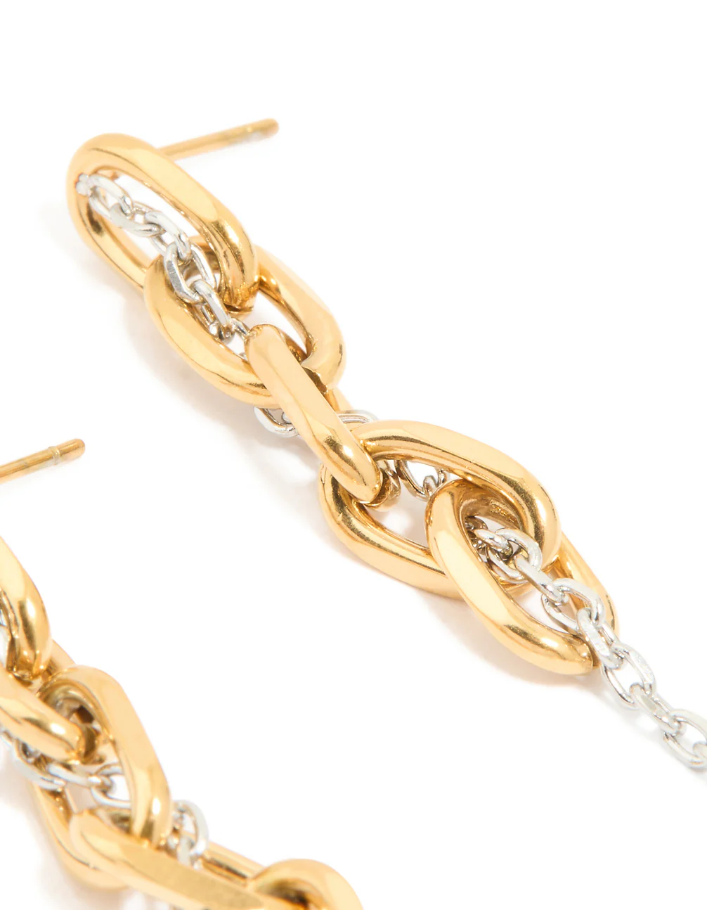 Waterproof Mixed Metal Stainless Steel Pearl Drop Chain Earrings - Image 4