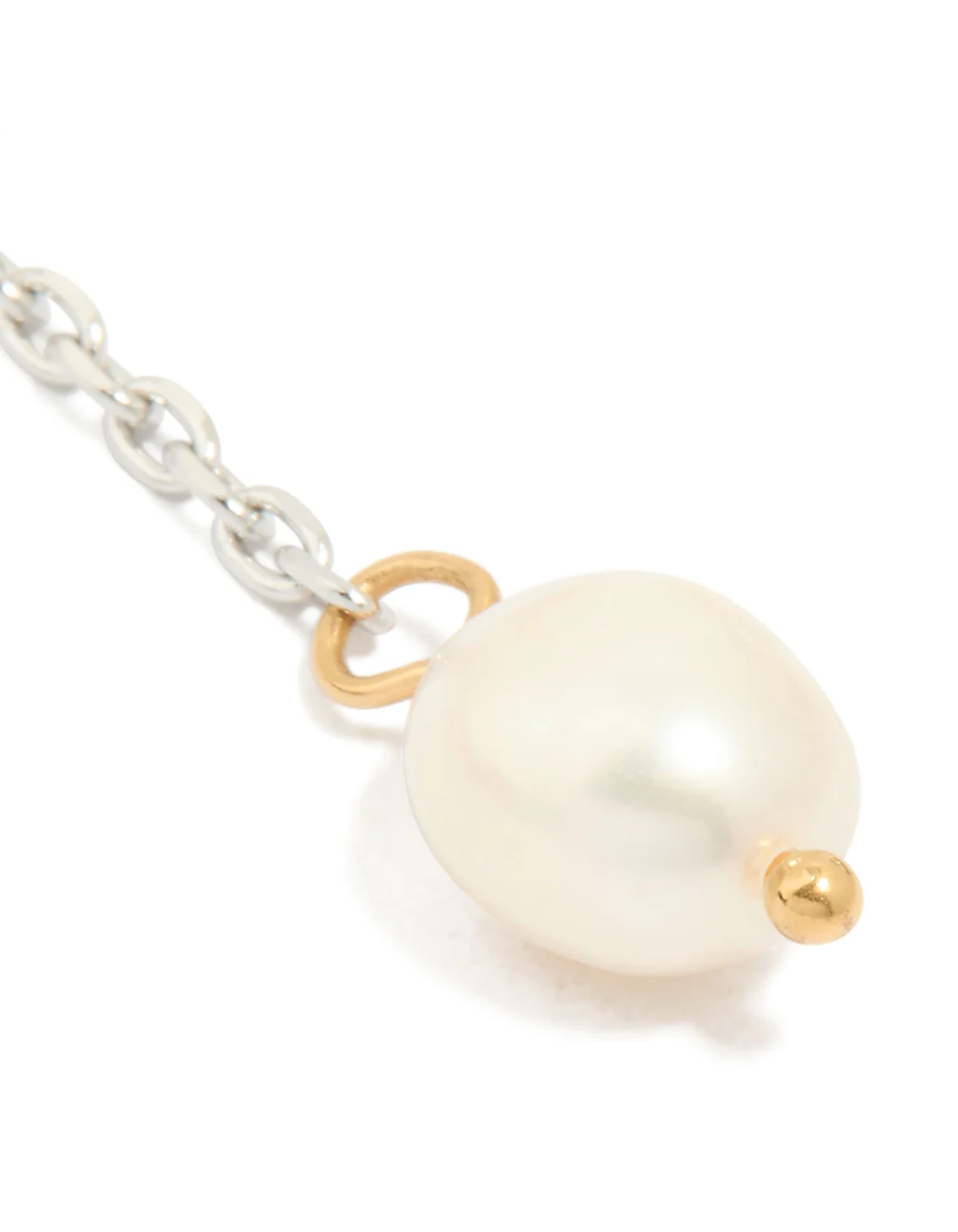 Waterproof Mixed Metal Stainless Steel Pearl Drop Chain Earrings - Image 5
